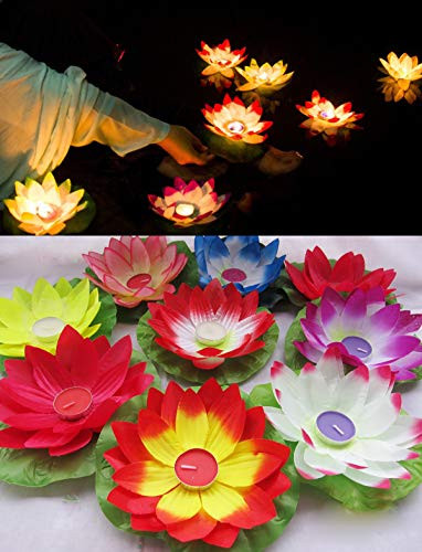 5pc Lotus Water Lily Floating Lantern Wish Lamp Summer Birthday Party Wedding Pool Decor (5Pc Mixed Colors)