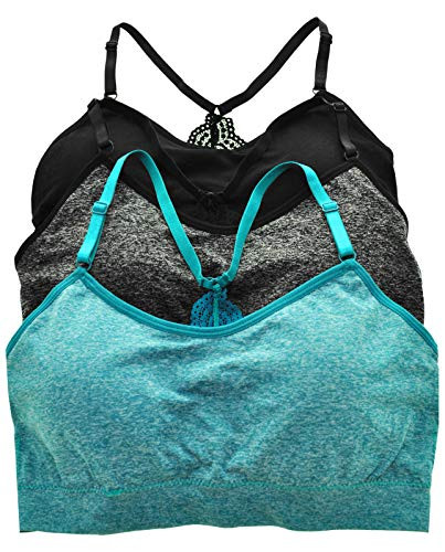 ToBeInStyle Women's 3 Pack Beautiful Lace Racerback Bralette - S-M
