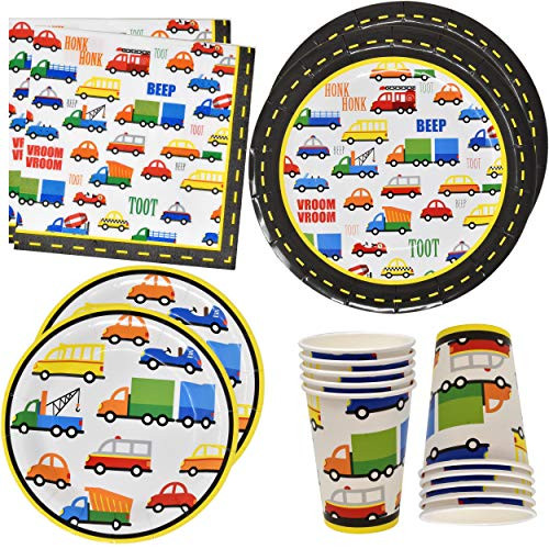 Traffic Jam Cars Trucks Transportation Party Supplies Tableware Set 24 9" Paper Plates 24 7" Plate 24 9 Oz Cups 50 Lunch Napkins for Construction Transport Vehicle Disposable Birthday Decorations Traffic Jam Cars Trucks Transportation Party Supplies Tableware Set 24 9" Paper Plates 24 7" Plate 24 9 Oz Cups 50 Lunch Napkins for Construction Transport Vehicle Disposable Birthday Decorations