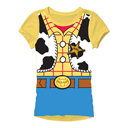 Disney Pixar Toy Story Woody Costume Juniors T-Shirt-YellowMedium- Disney Pixar Toy Story Woody Costume Juniors T-Shirt-YellowMedium-