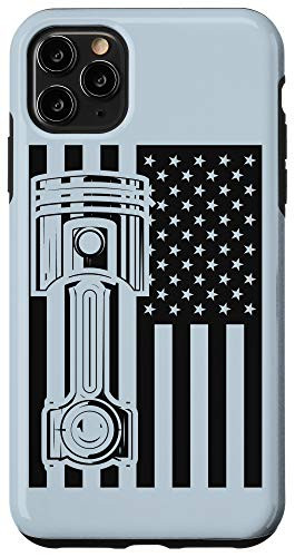 iPhone 11 Pro Max American Flag Car Engine Piston Vintage Classic Car USA Gear Case