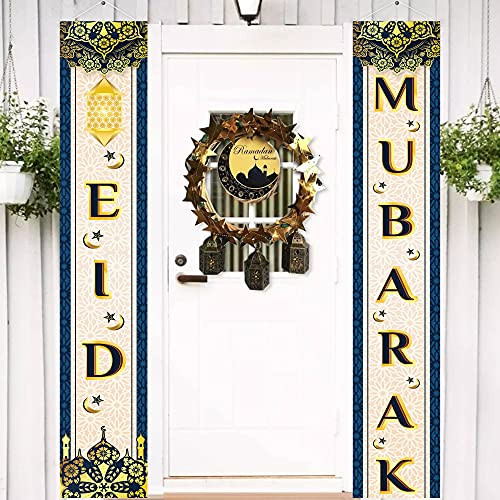 XtraLarge Eid Mubarak Door Banner - Eid Decorations for Home - Eid Mubarak Banner for Ramadan Party Supplies - Eid Banner for Ramzan Decor Eid Al-fitr Eid Mubarak Ramadan Hanging Decorations