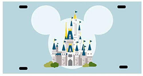 Walt License Plate Mickey Mouse Cinderella Castle Minnie Mouse Disneyland Mickey Mouse Minnie Mouse Kissing Personalized UV Coated
