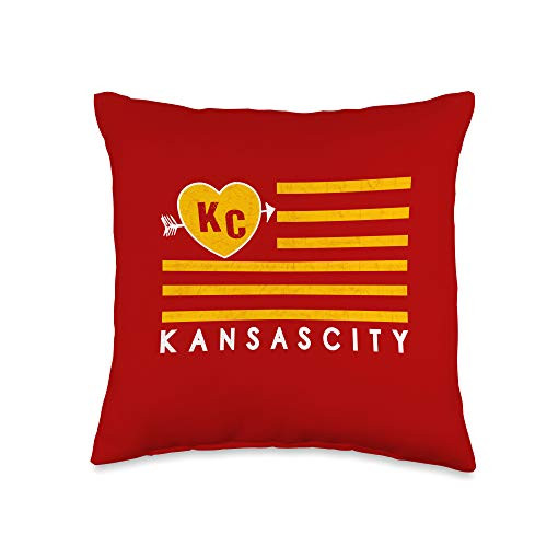 Kansas City Fanatics Flag Red Yellow Kansas City Heart  and  Arrow Local Kc Fan Throw Pillow 16x16 Multicolor Kansas City Fanatics Flag Red Yellow Kansas City Heart  and  Arrow Local Kc Fan Throw Pillow 16x16 Multicolor