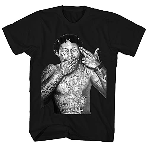 Droiramie Men's Design of Lil-Wayne t Shirt Black Short Sleeve Shirts -XX-Large-