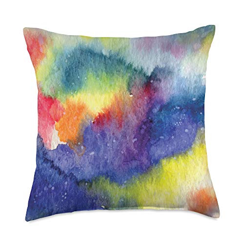 YO! Design Gift Abstract Watercolor Art Pattern Yellow Blue Red Throw Pillow 18x18 Multicolor YO! Design Gift Abstract Watercolor Art Pattern Yellow Blue Red Throw Pillow 18x18 Multicolor