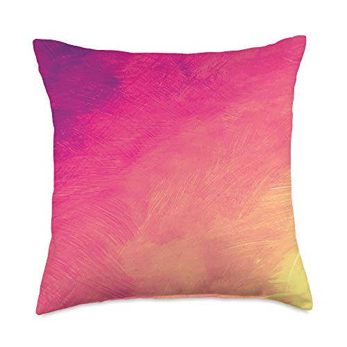 YO! Design Gift Cool Abstract Pattern Yellow Magenta Purple Art Throw Pillow 18x18 Multicolor