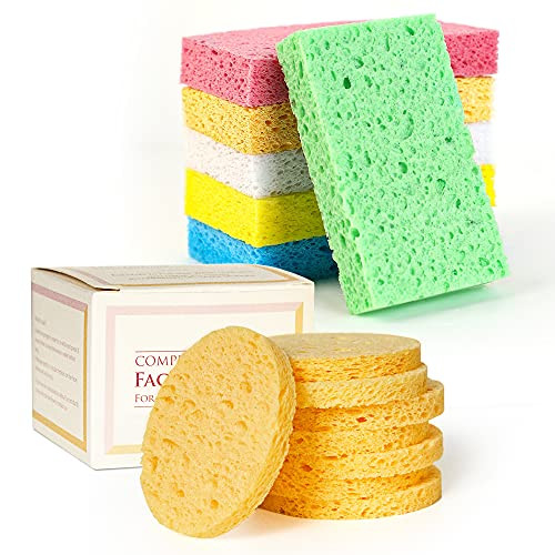 Dishes Compressed Cellulose Sponges for KitchenBathroom?100 percent Natural?Facial Cleansing Makeup for Sponge