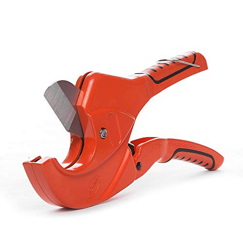Zantle Ratchet-type Tube and Pipe Cutter for Cutting O.D. PEX PVC and PPR Plastic Hoses and Plumbing Pipes up to 1-5-8" inches Ideal for Home Working and Plumbers -orange 2-