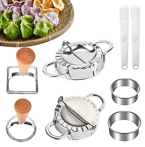 8 Pcs Dumplings Maker Set Stainless Steel Dumpling Press Molds Dumpling Skin Cutter Stuffing Spoon with Ravioli Stamp Maker Cutter Mold Ravioli Empanadas Press Mold Kitchen Accessories 8 Pcs Dumplings Maker Set Stainless Steel Dumpling Press Molds Dumpling Skin Cutter Stuffing Spoon with Ravioli Stamp Maker Cutter Mold Ravioli Empanadas Press Mold Kitchen Accessories
