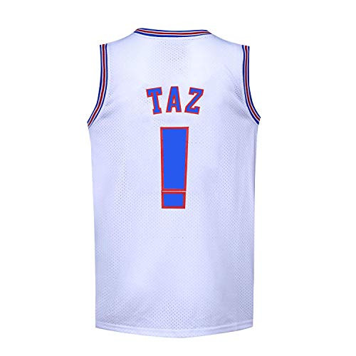 BOROLIN Mens Basketball Jersey TAZ Moive Space Sports Shirts -White Medium-