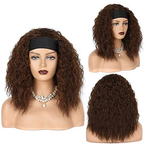 Jevon Kinky Curly Wigs for Black Women with Headband Wigs Black Wigs Synthetic Hair Water Wave Afro Wigs Glueless None Lace Front Wigs 20 inches - Brown Jevon Kinky Curly Wigs for Black Women with Headband Wigs Black Wigs Synthetic Hair Water Wave Afro Wigs Glueless None Lace Front Wigs 20 inches - Brown
