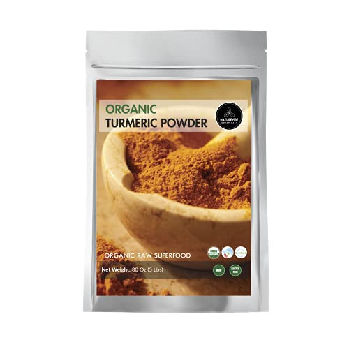 Premium Quality Organic Turmeric Root Powder with Curcumin 5lbs - Gluten-Free Non-GMO  and  Keto Friendly - Immunity Booster - Indian Seasoning -80 Ounces-