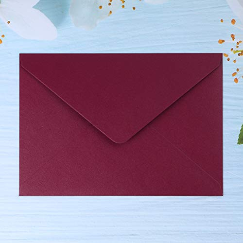 PONATIA 50 Pieces-Lot Burgundy Envelopes A7 Envelopes Burgundy Envelopes 5.35 x 7.6 inches Perfect for 5''x7'' Weddings Invitation CardsGraduation Invite -Burgundy-