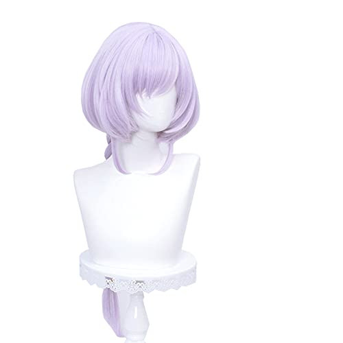 SL Light Purple Wig for Qiqi Genshin Impact Fluffy Anime Cosplay Lolita Bob Hair Wigs with Braid Bangs plus Cap SL Light Purple Wig for Qiqi Genshin Impact Fluffy Anime Cosplay Lolita Bob Hair Wigs with Braid Bangs plus Cap