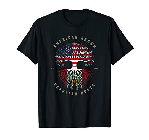 American Grown Peruvian Roots Peru Flag T-Shirt American Grown Peruvian Roots Peru Flag T-Shirt
