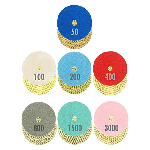 Diamond Polishing Pads 4" 7 Pieces Marble Polishing Pads Granite Polishing Kit Concrete Polishing Pads Wet Polishing Pad Diamond Pads Granite Buffing Kit Dry Polishing Tool Buffing Polishing