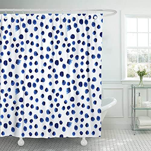 Polka Dot Shower Curtain 72x72 Inch Blue Navy Shower Stall Machine Washable Abstract Modern Fabric Bathroom Curtain Waterproof Geometric Stall Shower Curtain Decor for Bathroom Bathtub with 12 Hooks