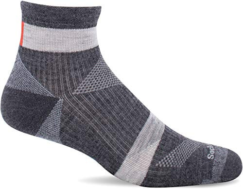 Sockwell Men's Traverse Quarter Moderate Compression Sock Charcoal - M-L