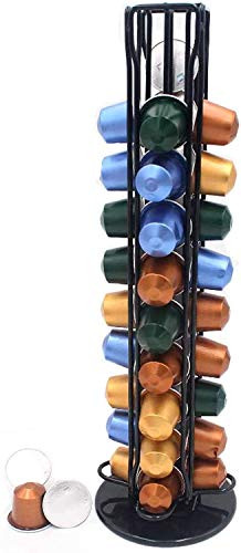 Coffee Capsule Storage Holder for Nespresso Capsule Spinning Carousel Rack 360 Degree Rotatable Coffee Capsules Holder Rack for Nespresso Holds 40 Coffee Pods Ideal-for Home  and  Office -Black-
