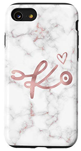 iPhone SE -2020- - 7 - 8 Cute Letter K Initial Monogram Nurse Rose Pink Stethoscope Case