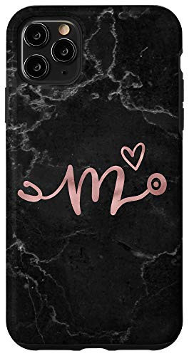 iPhone 11 Pro Max Cute Letter M Initial Monogram Nurse Rose Pink Stethoscope Case