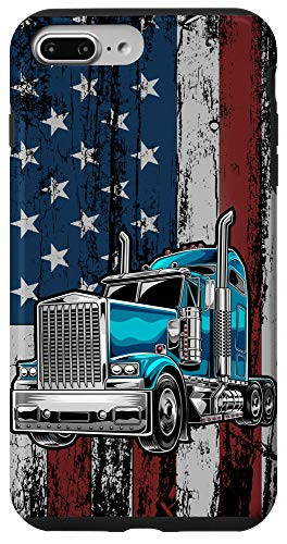 iPhone 7 Plus-8 Plus Patriotic Trucker Big Rig American Flag Truck Driver Gift Case
