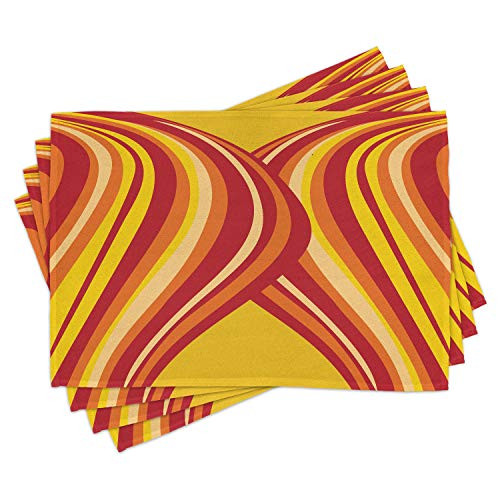 Ambesonne Retro Place Mats Set of 4 Wavy Vertical Stripes Entwined Curvy Abstract Artwork Graphic Illustration Art Washable Fabric Placemats for Dining Table Standard Size Yellow Orange Ambesonne Retro Place Mats Set of 4 Wavy Vertical Stripes Entwined Curvy Abstract Artwork Graphic Illustration Art Washable Fabric Placemats for Dining Table Standard Size Yellow Orange