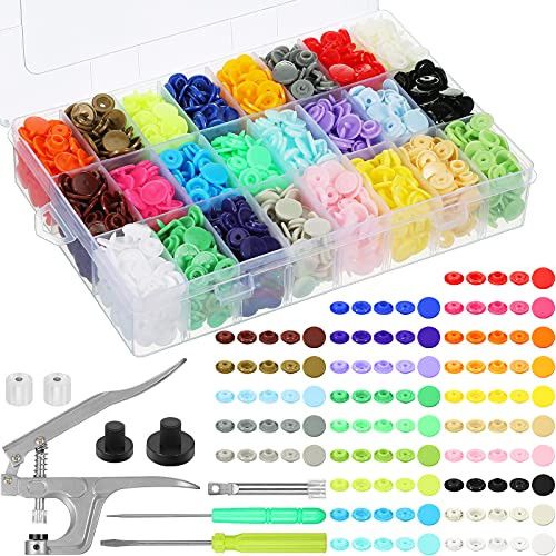 480 Sets Plastic Snap Buttons No-Sew Snap Fasteners T5 Snaps with Snap Pliers Kit for Clothing Sewing Rain Coat Bibs Clothes Crafts Supplies 24 Colors 480 Sets Plastic Snap Buttons No-Sew Snap Fasteners T5 Snaps with Snap Pliers Kit for Clothing Sewing Rain Coat Bibs Clothes Crafts Supplies 24 Colors