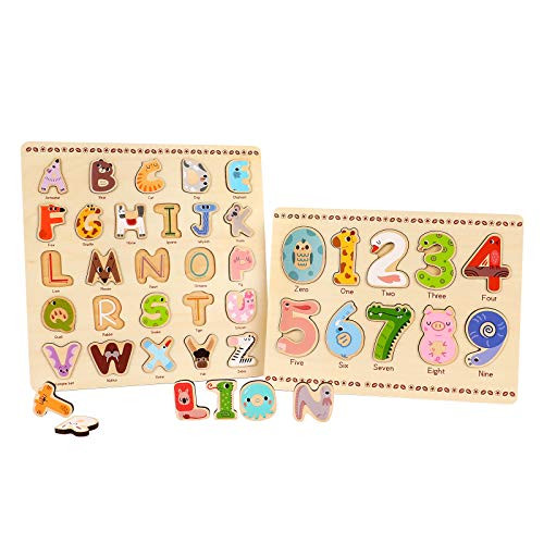 2 Pack Wooden Puzzles for Toddlers 2 3 5 Years Old ABC Animal Alphabet Puzzle and Number Puzzles for Kids Educational Learning Toys for Boys and Grils 2 Pack Wooden Puzzles for Toddlers 2 3 5 Years Old ABC Animal Alphabet Puzzle and Number Puzzles for Kids Educational Learning Toys for Boys and Grils