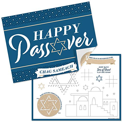 Big Dot of Happiness Happy Passover - Paper Pesach Jewish Holiday Party Coloring Sheets - Activity Placemats - Set of 16