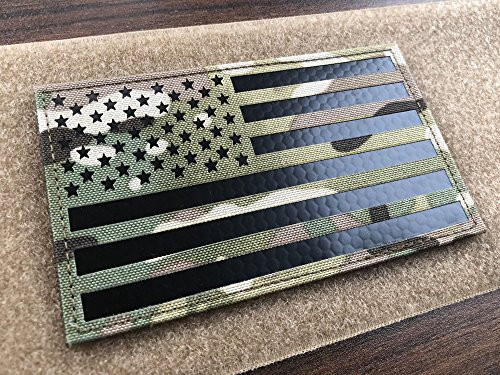 SUVIYA 5x3 inch Large Multicam Infrared IR US USA American Flag Patch Tactical Vest Patch Hook-Fastener Backing -5" Width x 3" Height- -Multicam-