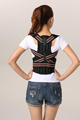 Iberga Posture Corrector for Men and Women Spine and Back Support Providing Pain Relief for Neck Back Shoulders Adjustable and Breathable Back Brace Improves Posture and Provides Back Support-Large-