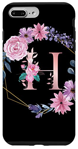 iPhone 7 Plus-8 Plus Flowers Personalized Girly Capital Floral H Initial Letter Case