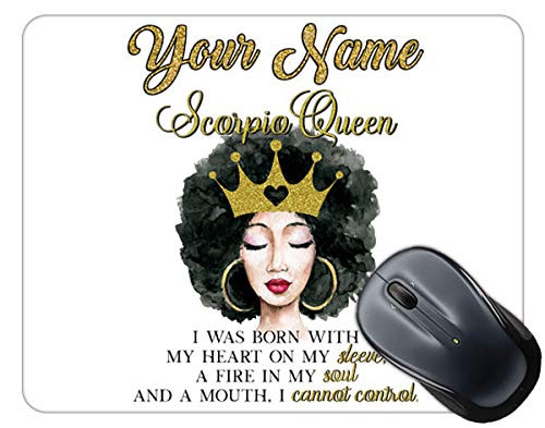 BRGiftShop Personalized Custom Name Beautiful Gold Crown Black Queen Zodiac Birthday Month Scorpio Oct24-Nov22 Mouse Pad