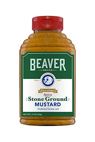 Beaver Spicy Stone Ground Mustard 12 Ounce -Pack of 6-