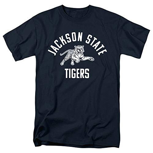 Jackson State University Official One Color Jsu Tigers Logo Unisex Adult T Shirt Navy Large