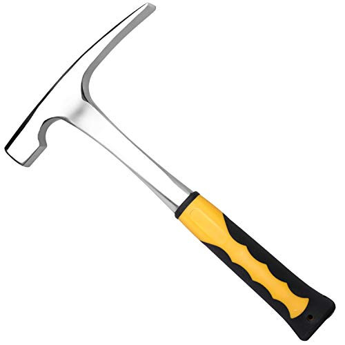 KEILEOHO 32 oz Rock Pick Hammer Brick Hammer chrome plating 11.2 inch All Steel Geologist Hammer Bricklayer's-Mason's Hammer with Shock Reduction Grip for Mining Geological Prospecting