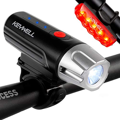 Bike Light Set USB Rechargeable - Super Bright LED Bicycle Front and Tail Light- High Lumen Bike Headlight and Back Rear Lights for Road Mountain Cycling Safety