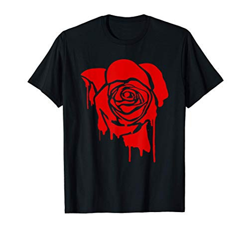 Street Art Rose In Red Dripping Paint Graffiti Style T-Shirt