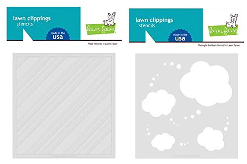 Lawn Fawn Plaid 6"x6" Stencil and Thought Bubble 6"x6" Stencil Bundle of 2 Items -LF2576 LF2577-
