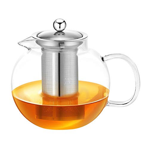 Umeware Best Heat Resistant Glass Teapot With Stainless Infuser For Blooming And Loose Leaf Tea, Stove Top Safe Tea Pot 950ml/32.0oz
