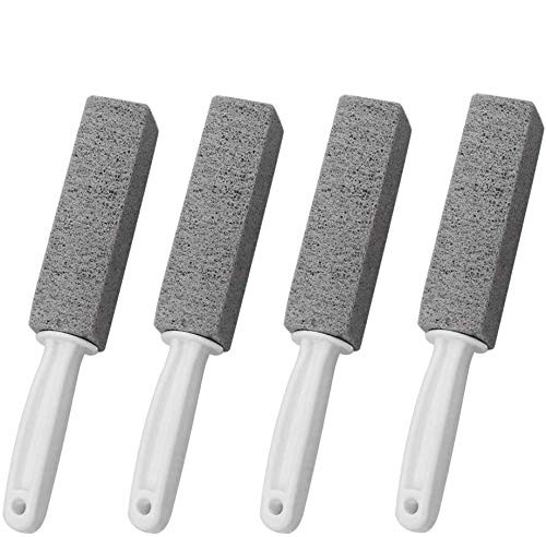 Pumice Cleaning Stone with Handle 4 Packs Toilet Bowl Ring Remover Cleaner Brush Stains Hard Water Ring Remover Rust Grill Griddle Cleaner for Kitchen BathPool Household Cleaning