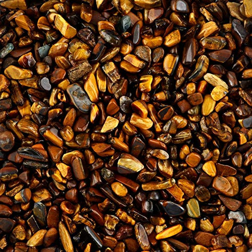 Natural Quartz Crystal Stones Tumbled Tiny Chips Tiger Eye 3-5mm 1lb Mini Gemstones Healing Energy Reiki Stone Polished Gem for Home Decorative Fengshui Jewelry Making -3-5mm Tiger Eye-