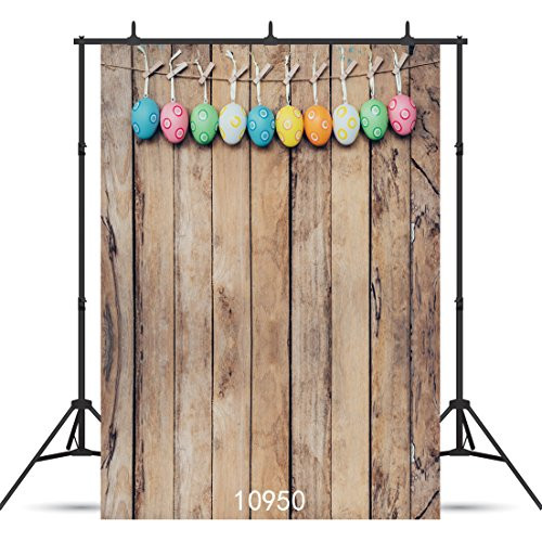 WOLADA 5x7ft Easter Photography Backdrops Wooden Floor Children Colorful Eggs Photo Backgrounds Studio Props 10950