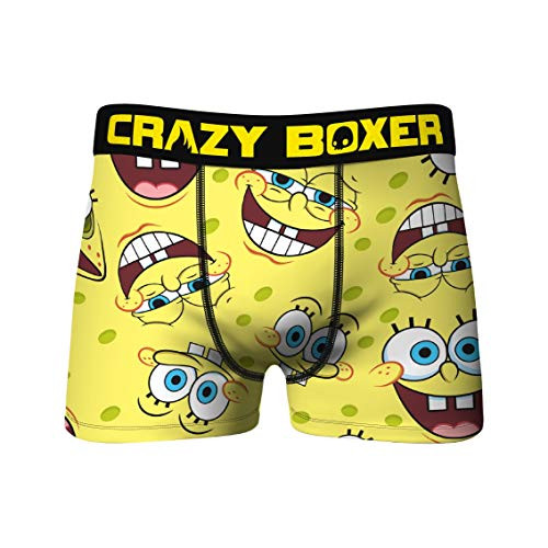 CRAZYBOXER Mens SpongeBob Faces Breathable Soft Micro-Stretch Boxer Briefs Yellow