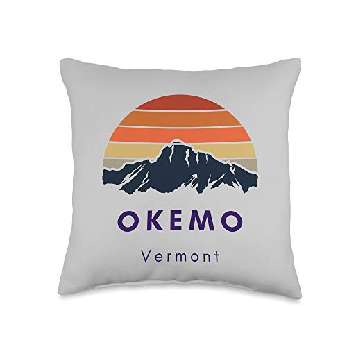 mountain gifts for vermont skiers Okemo Vermont Skiing Snowboarding Hikers Gifts for VT Travel Throw Pillow 16x16 Multicolor