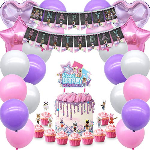 Girl Game Party Decorations Sandbox Game Party Supplies Cake Topper Cupcake Toppers Favor Birthday Balloons Banner for Girls Girl Game Party Decorations Sandbox Game Party Supplies Cake Topper Cupcake Toppers Favor Birthday Balloons Banner for Girls
