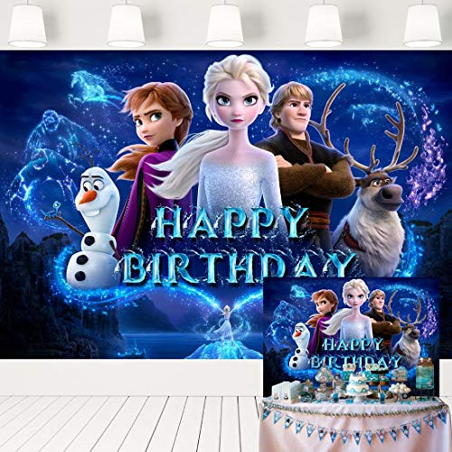 Frozen Birthday Party Supplies Photography Backdrops 7x5ft Girl Elsa Princess Birthday Party Cake Table Decoration Banner Background Photo Studio Props LF-332