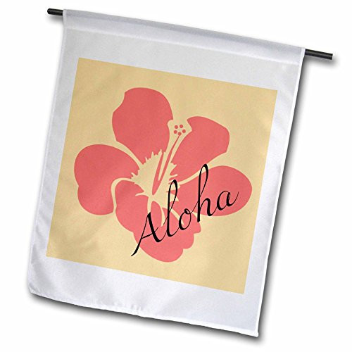 3dRose fl_53522_1 Peach Hibiscus Aloha Flower-Floral Print-Tropical Art-Hawaiian Garden Flag, 12 by 18-Inch